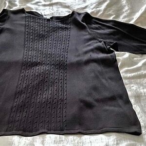 NEW PHOTOS! RIBBED KNIT SWEATER WITH MATCHING SCARF, BLACK, SZ 1X, SOFT FABRIC,